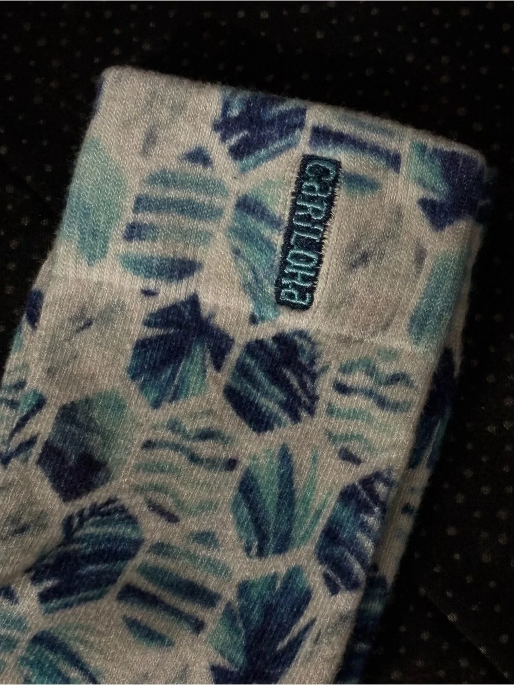 Blue Leaf-Print Knee High Socks by Cariloha.